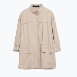 Zara Safari Utility lightweight tan jacket Small